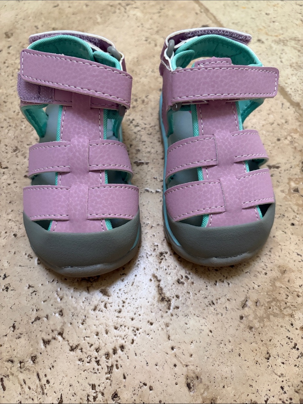 See Kai Run Lilac and Teal Closed-Toe Kids Sandals